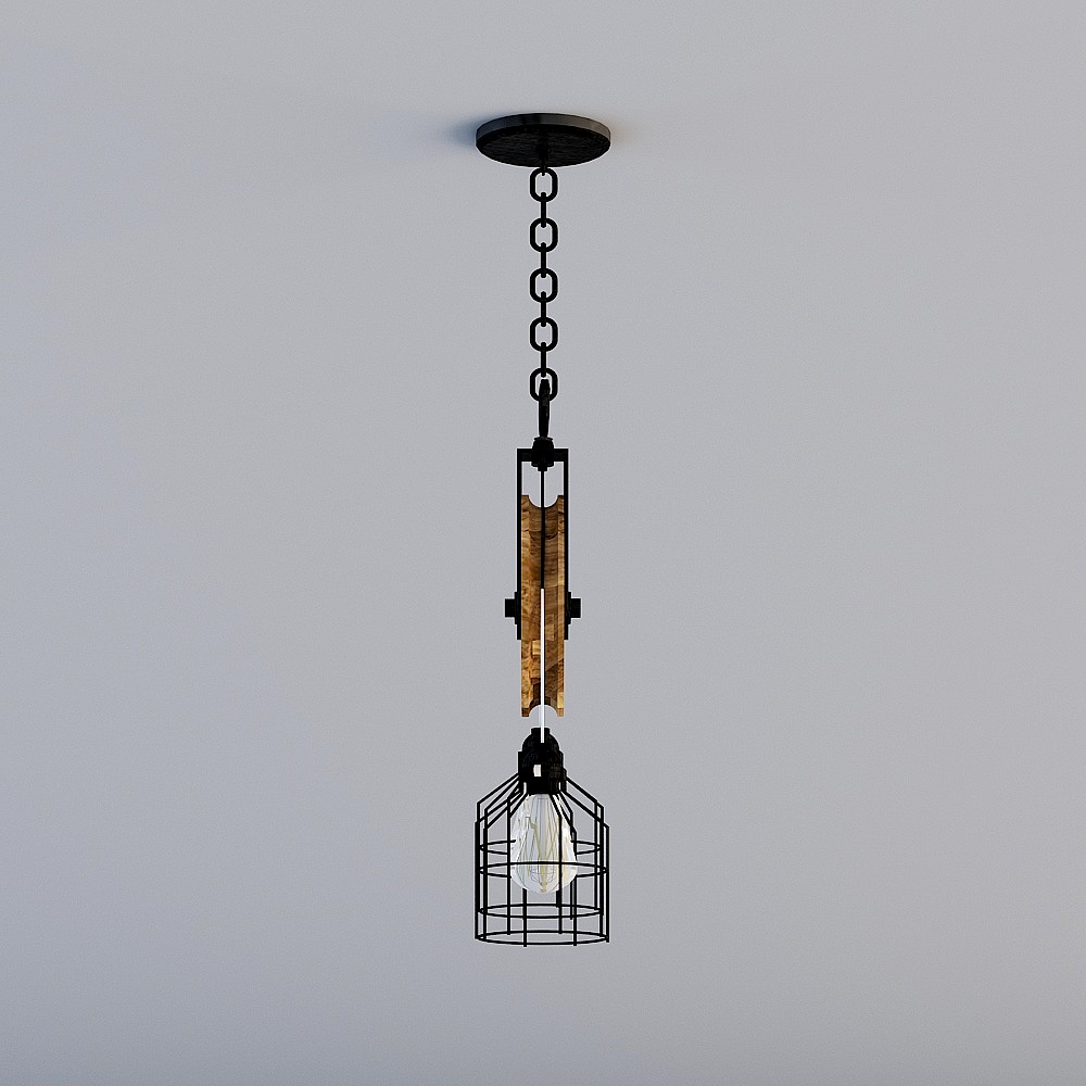 Industrial Aesthetic Black Chandelier 3D model