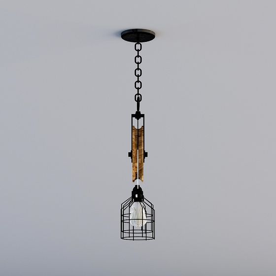 Industrial Aesthetic Black Chandelier 3D model