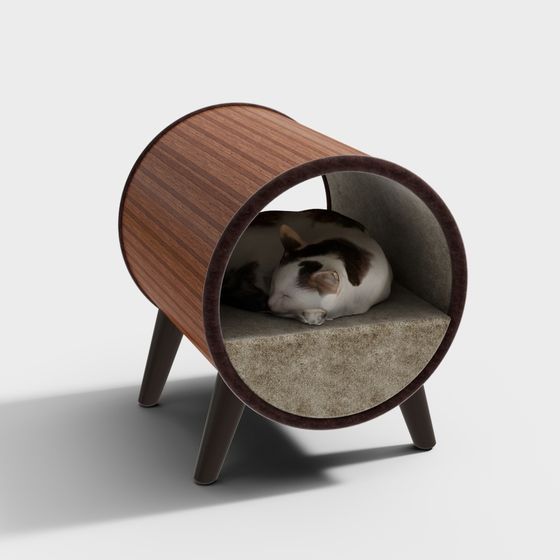 Stylish 3D Cat Bed Model in Low Poly Design