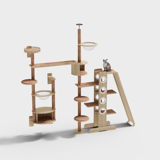 Artistic Cat Climbing Frame 3D model for Creative Spaces