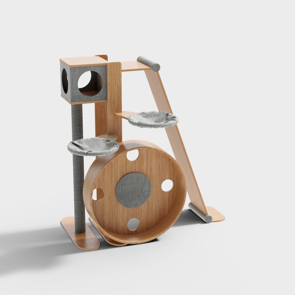 현대적인 원통형 고양이 등반 프레임