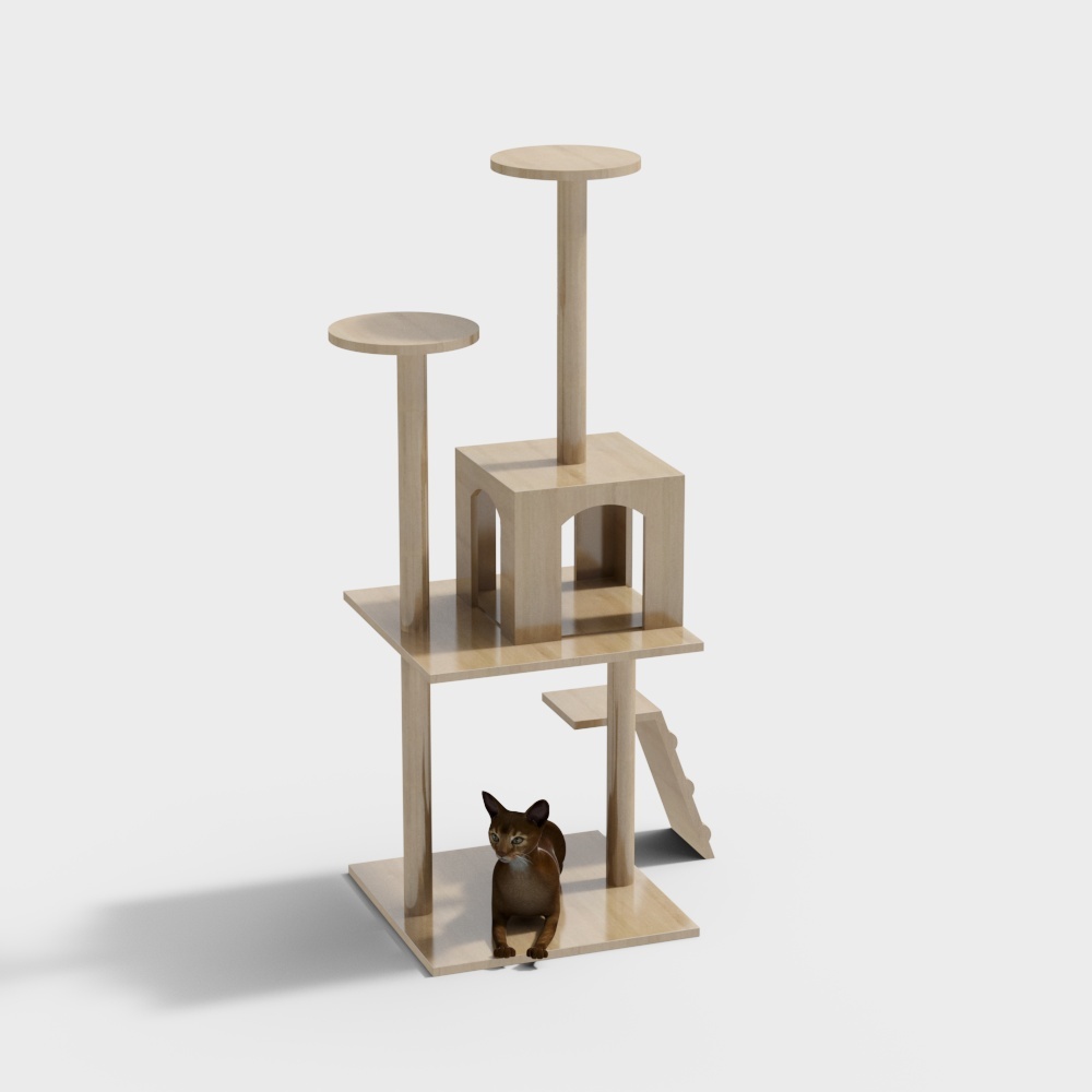 モダンな木製の猫用クライミングフレーム