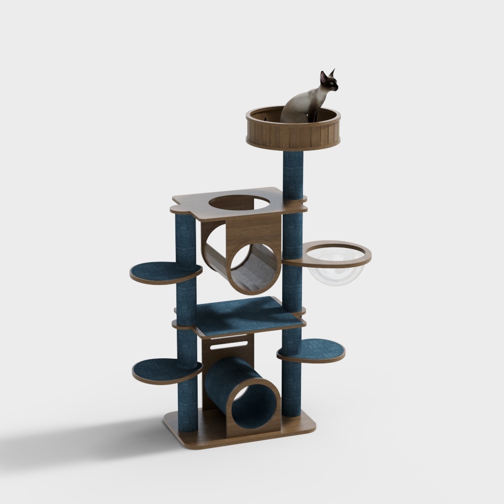 Modern blue kitten climbing frame