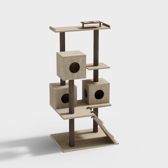 Wooden Cat Climbing Frame 3D model