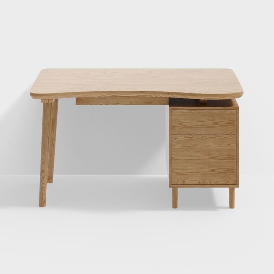 Stylish Wooden Desk 3D Model for Creative Projects