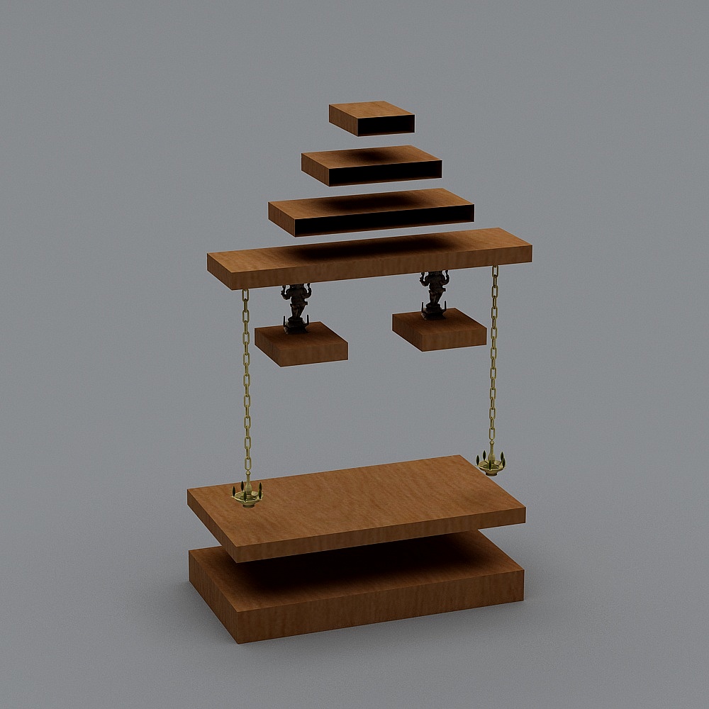 Hanging Bookshelf 3D model with Unique Low-Poly Style