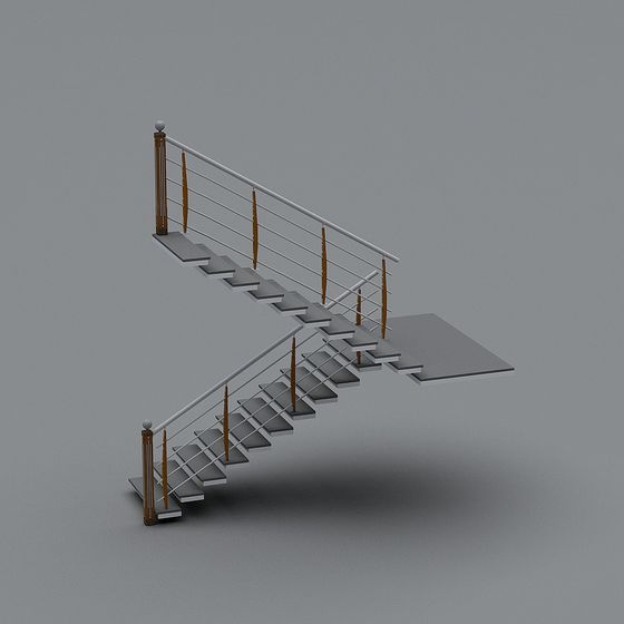 Elegant Low-Polygon Staircase 3D model
