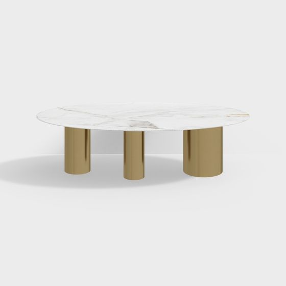 Chic Marble Round Table 3D model for Stylish Interiors