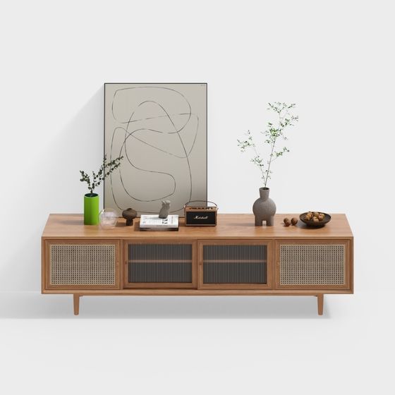 Elegant Low-Poly TV Cabinet 3D model