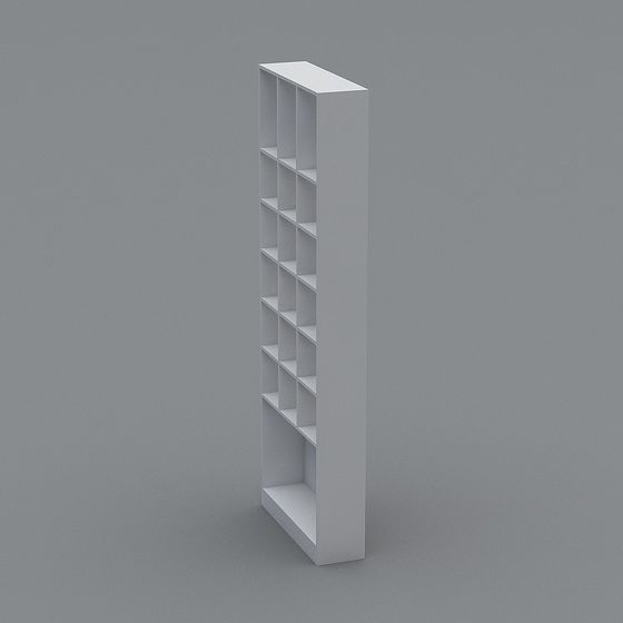 Minimalist 3D Bookshelf Model for Modern Interiors