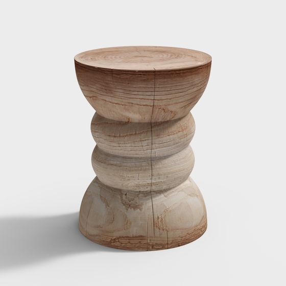 Wood Grain Round Stool 3D model