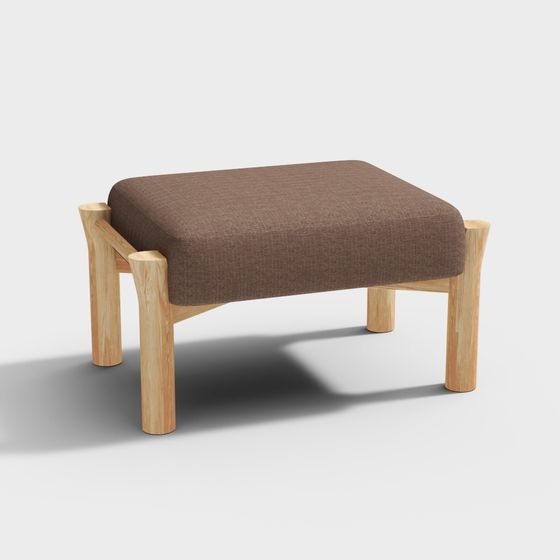 Stylish Wooden Stool 3D model