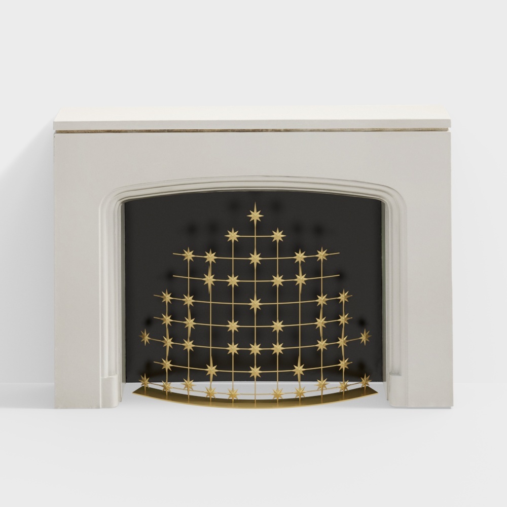 Vintage Fireplace 3D Model – Classic White and Black Design