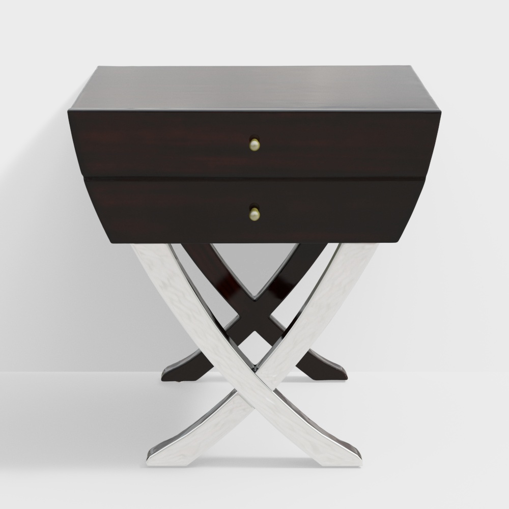 Elegant Bedside Table 3D Model – Modern Wooden Design