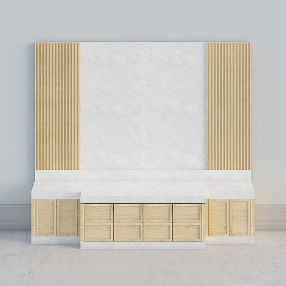 Marble and Wood Grain TV Cabinet 3D model