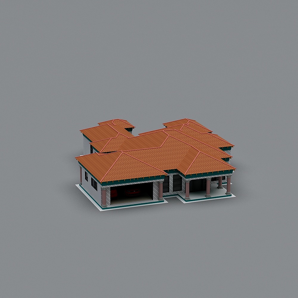 Charming Low-Poly Country Villa 3D model