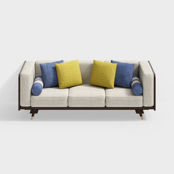 Elegant Low-Polygon Sofa 3D model for Modern Interiors