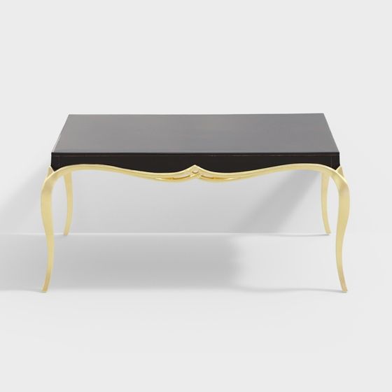 Elegant Golden Curved Table 3D model