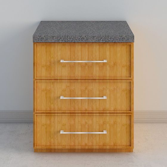 Modern Minimalist Wooden Drawer Cabinet 3D model