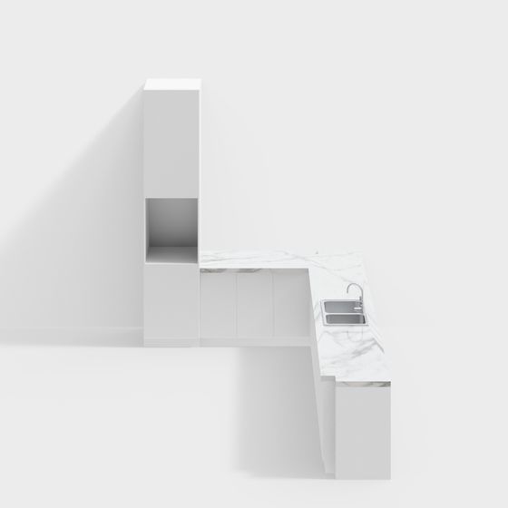 Modern Minimalist Kitchen Island 3D model