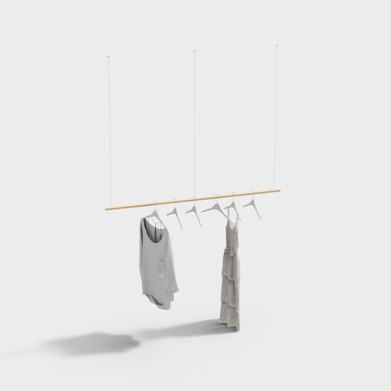 Elegant Hanging Clothes Rack 3D model
