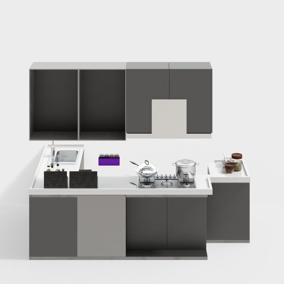 Modern Minimalist Kitchen 3D model Design