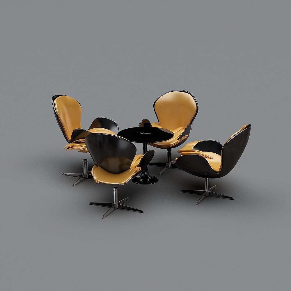 Elegant Swan Chair Set 3D model
