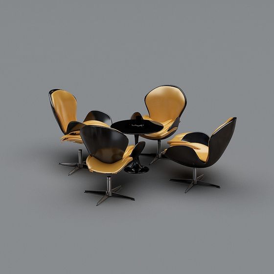 Elegant Swan Chair Set 3D model