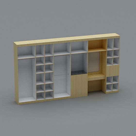Modern Low-Poly Wooden Bookshelf 3D model