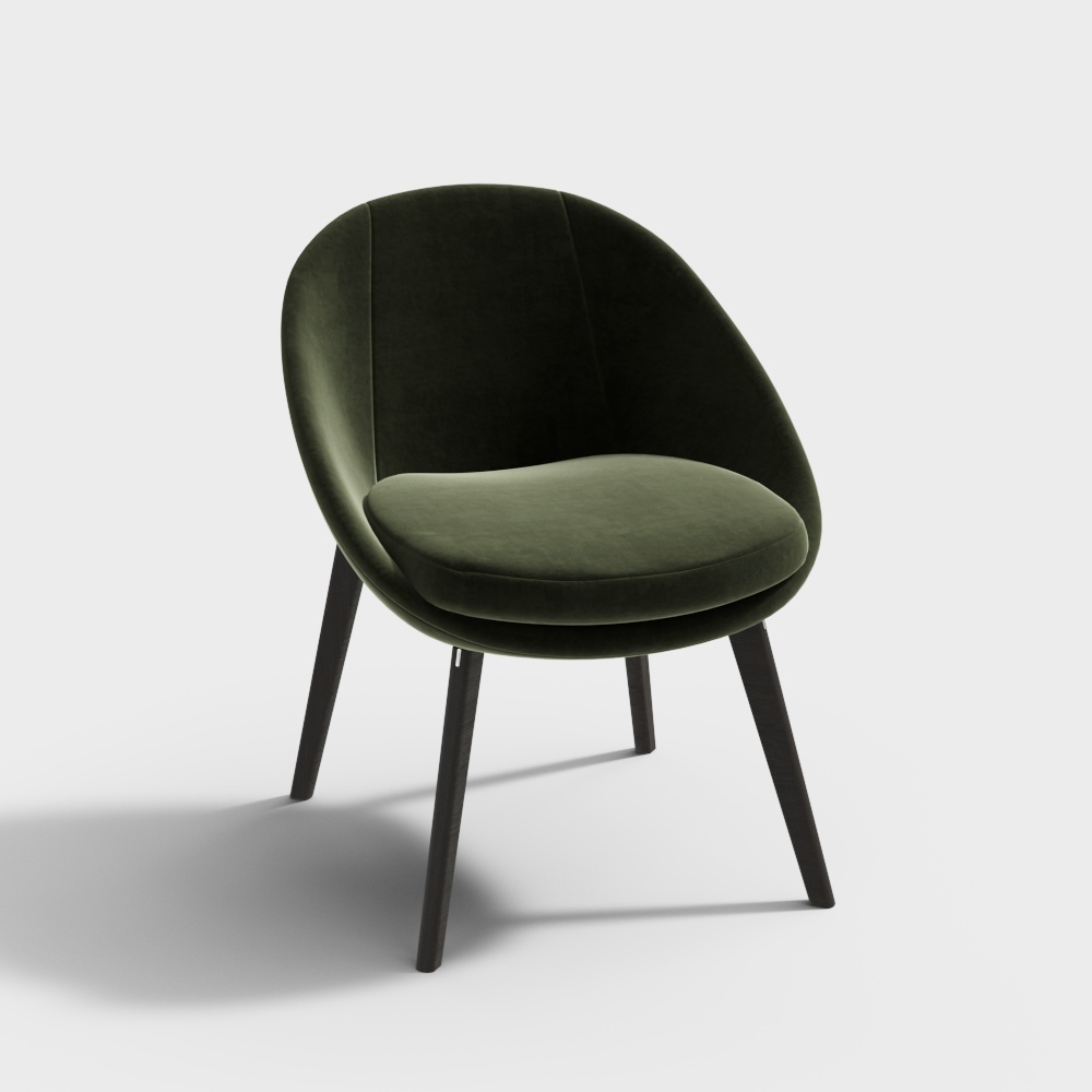 Cozy Velvet Chair 3D Model – Nordic Minimalist Design