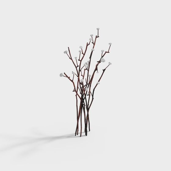 Winter-Inspired Low-Poly Branch 3D Model