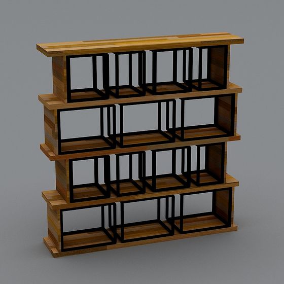 Elegant Low-Poly Bookshelf 3D model