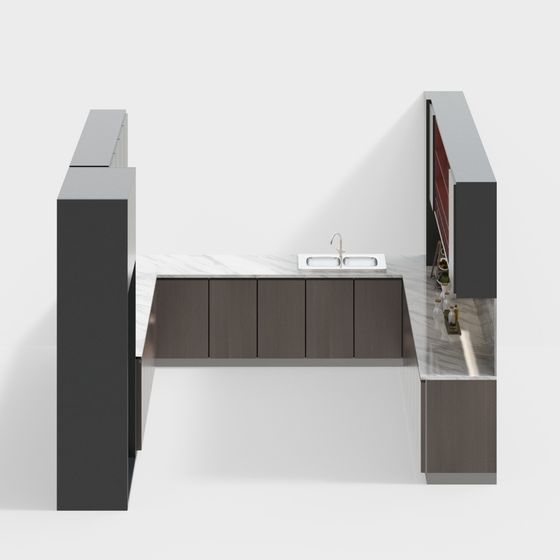 Elegant Low-Poly Kitchen Design 3D model