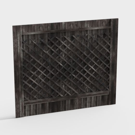 Rustic Lattice Fence 3D model