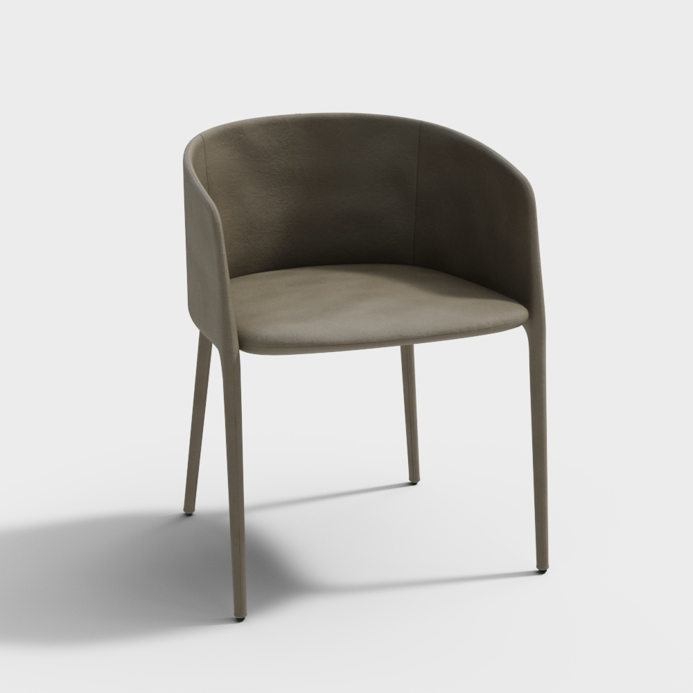 Cozy Chair 3D Model – Gray Leather, Low-Poly Design