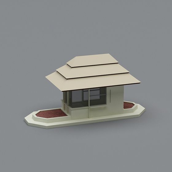 Minimalist Low-Polygon Japanese Architecture 3D Model