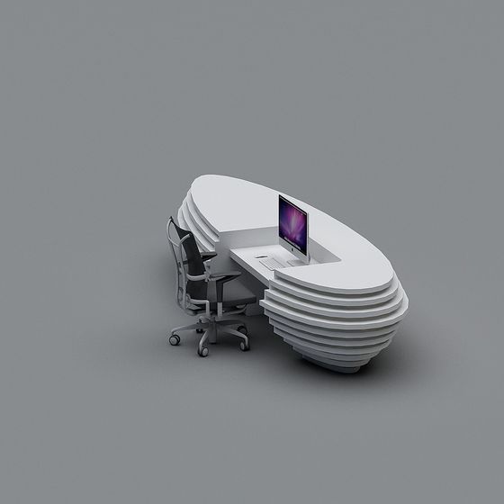 Elegant Flowing Office Desk 3D model