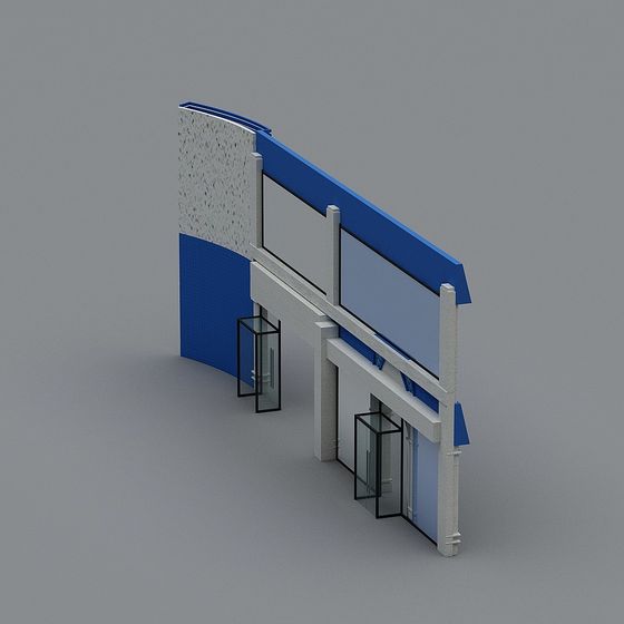 Low Poly Architectural 3D Model in Cool Tones