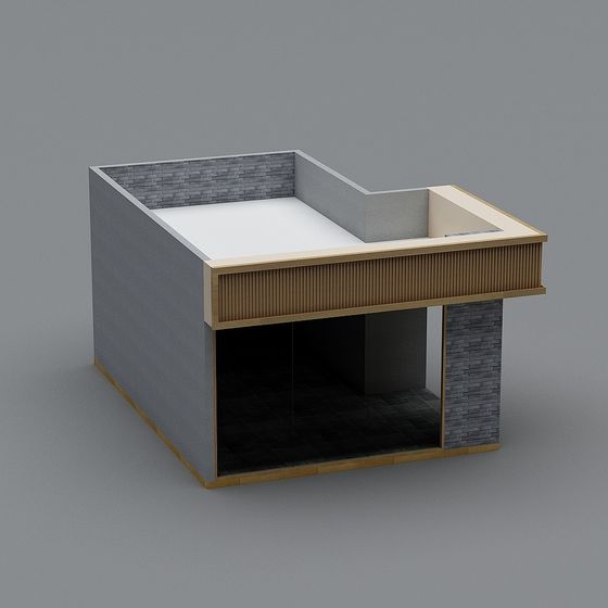 Urban Corner Low-Poly Building 3D model