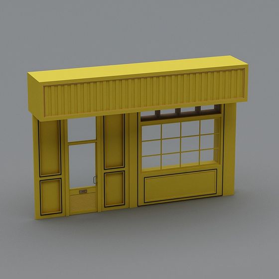 Vibrant Yellow Shop Facade 3D model