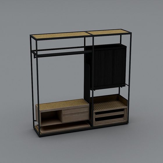 Elegant Low-Polygon Multifunctional Storage Cabinet 3D model