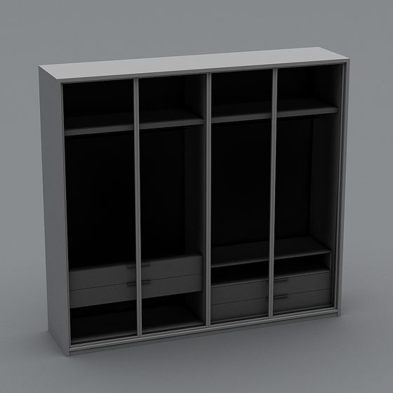 Modern Minimalist Gray Wardrobe 3D model