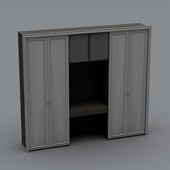 Elegant Low-Poly 3D Wardrobe Model