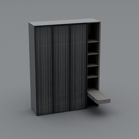 Sleek Sliding Door Bookshelf 3D model