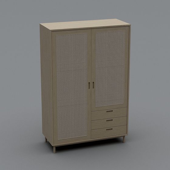 Minimalist Wooden Storage Cabinet 3D model
