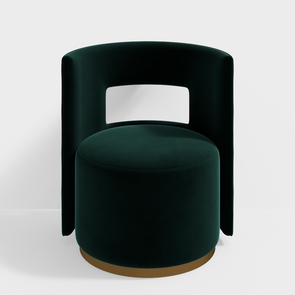 Deep Green Velvet Armchair 3D Model – Elegant Low-Poly Design
