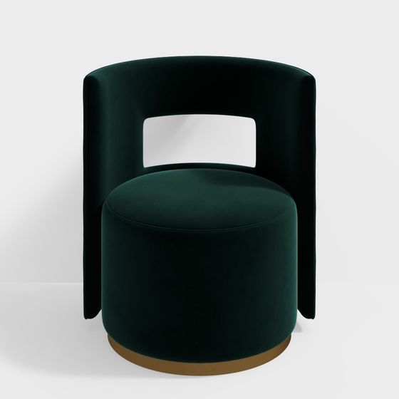 Deep Green Velvet Armchair 3D model