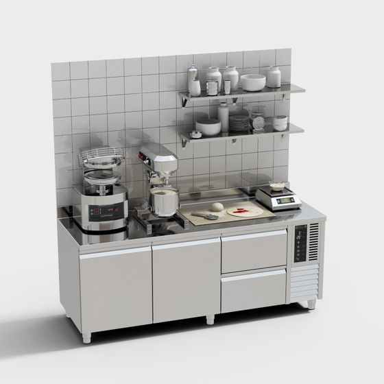 Modern Kitchen 3D model with Low-Poly Design