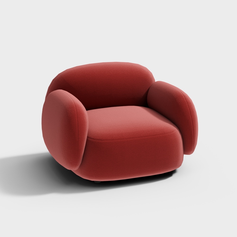 Stylish Red Sofa 3D Model – Mid-Century Modern Design