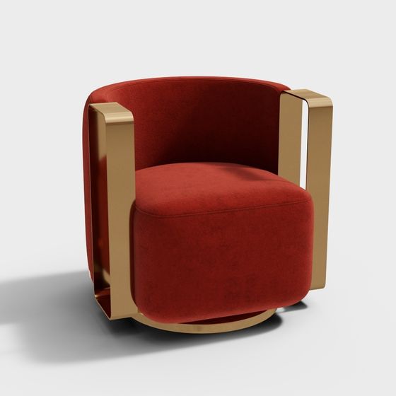 Luxurious Red and Gold Armchair 3D model
